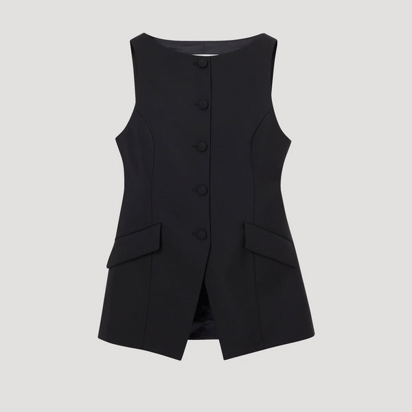 Boat-Neck Waistcoat in Black