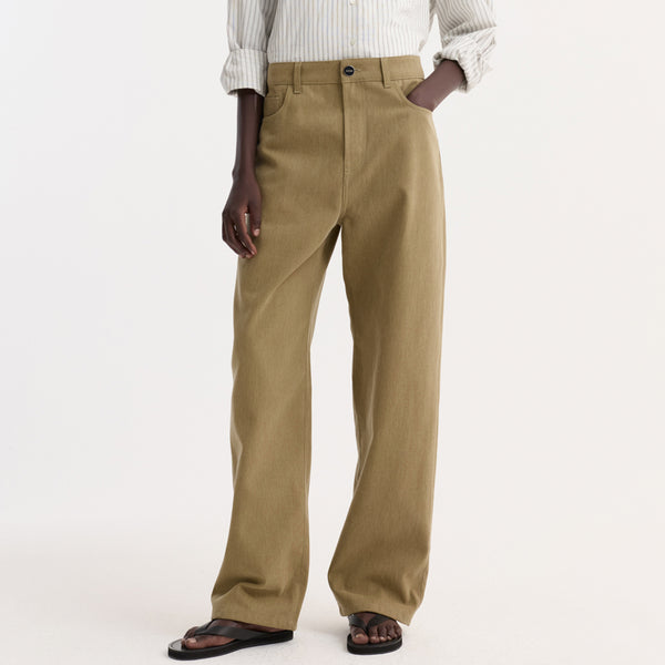 Baggy Fit Denim Trousers in Sage