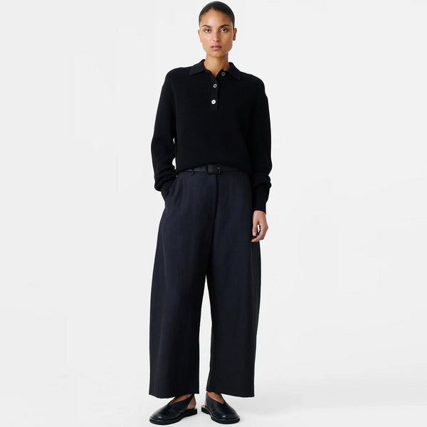 Chalco Pants in Wool Linen Darkest Navy