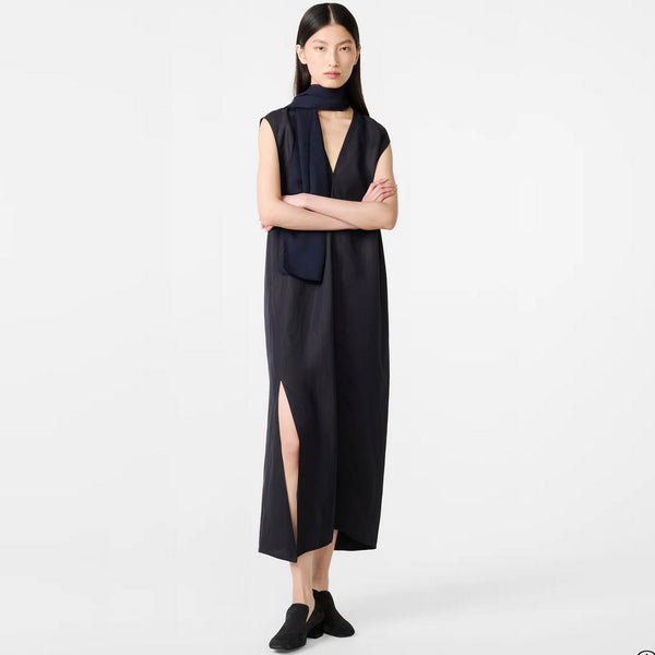Lise Sleeveless Assymetric Dress in Darkest Navy