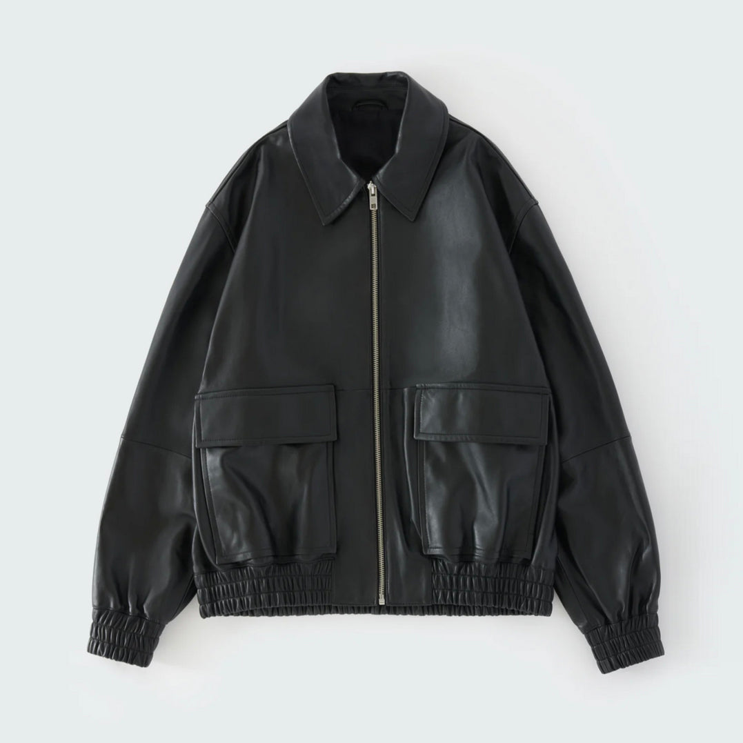 Piston Bomber in Black Leather