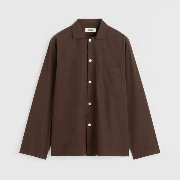 Poplin Long Sleeved Shirt in Coffee