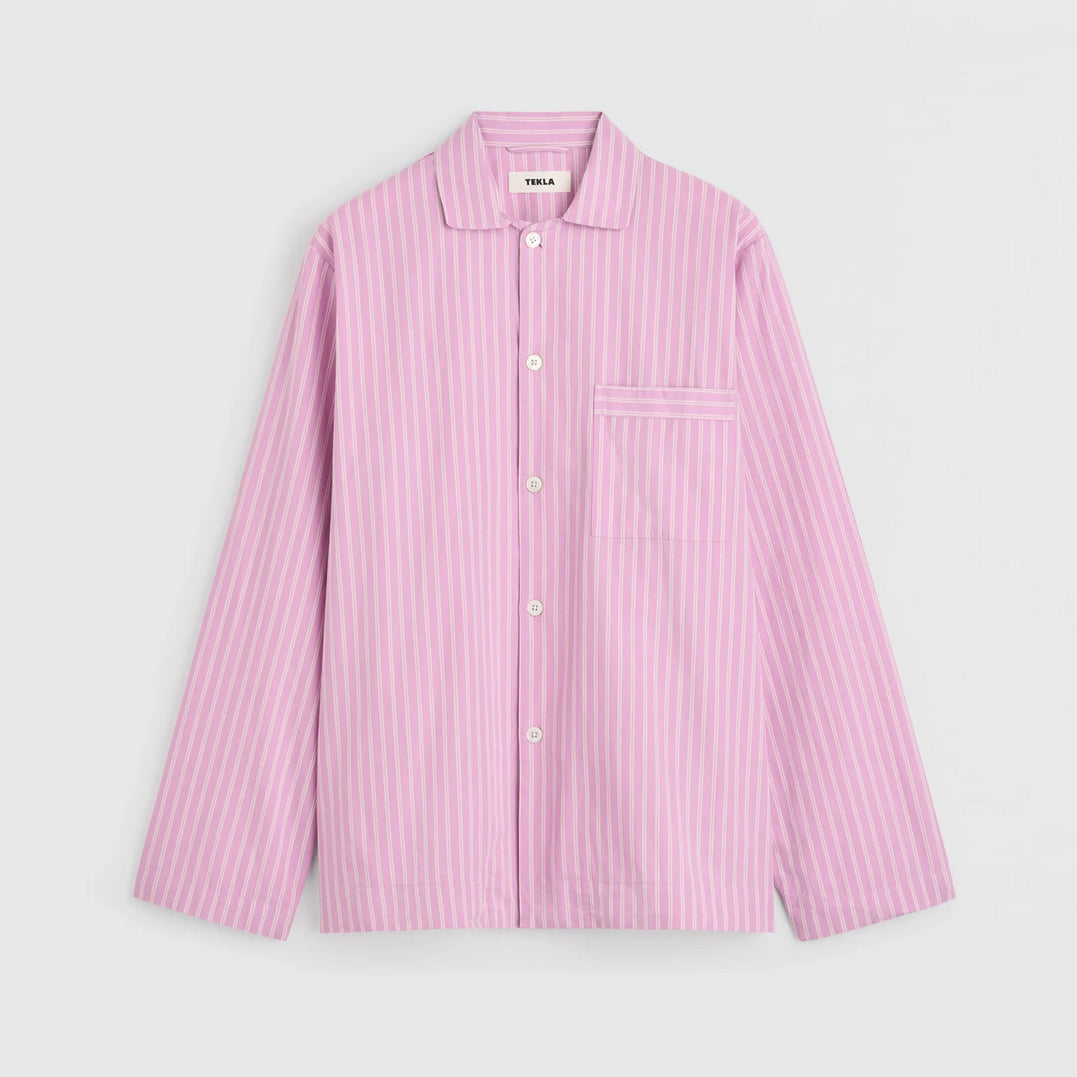 Poplin Long Sleeved Shirt in Purple Pink Stripes