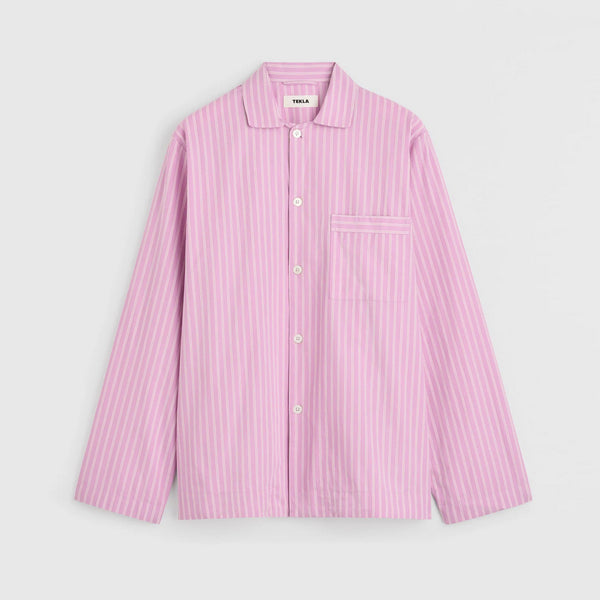 Poplin Long Sleeved Shirt in Purple Pink Stripes