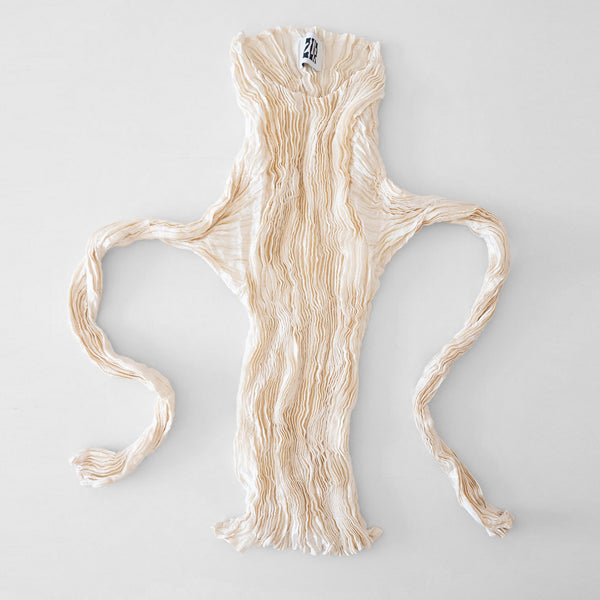 Hand Pleated Silk Long Sleeve Top in Myrobalan