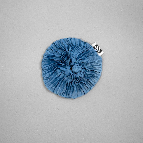 Hand Pleated Silk Scrunchie in Light Indigo