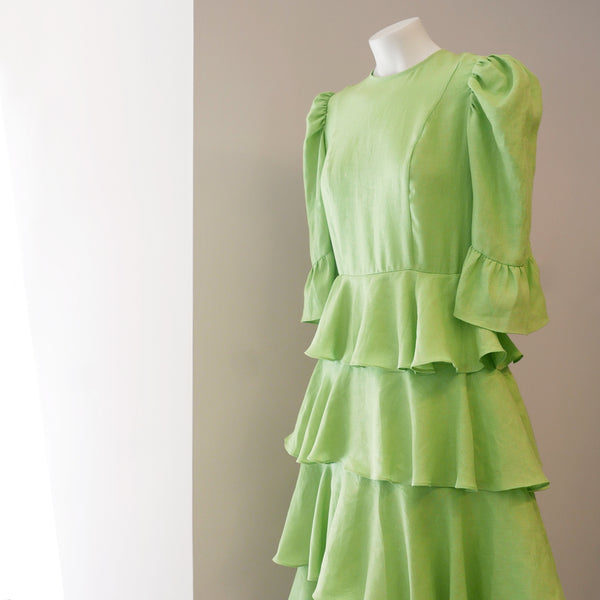 Spring Linen Layer Dress in Mint