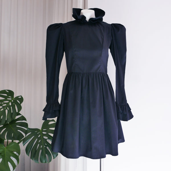 Mini Prairie Dress in Black Cotton
