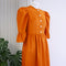 Button Up Long Prairie Dress in Orange Moiré
