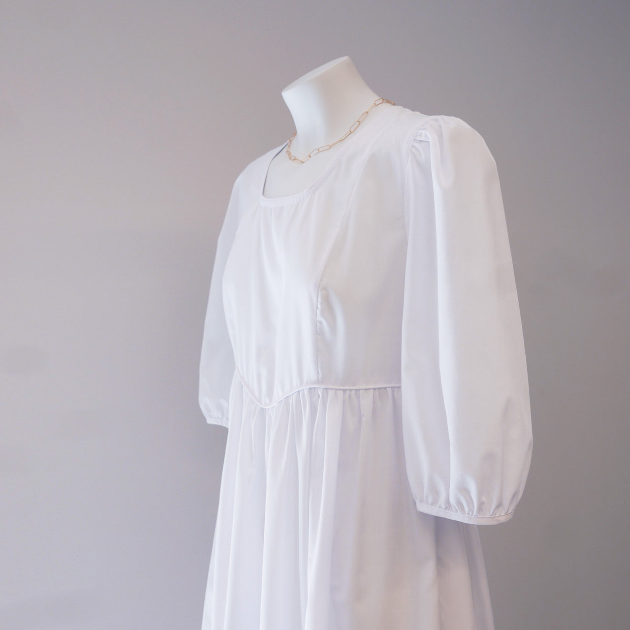 Empire Dress in White Cotton