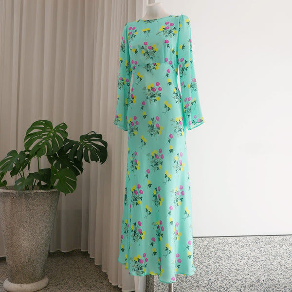 Jane Dress L/S Floral Turquoise