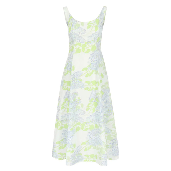 Maudette Dress in Cotton Lilacs Blue on White