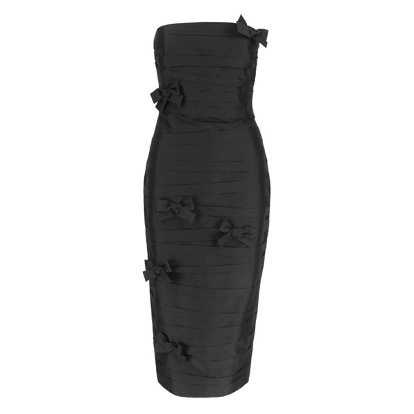 Taffi Midi Dress with Bows in Black