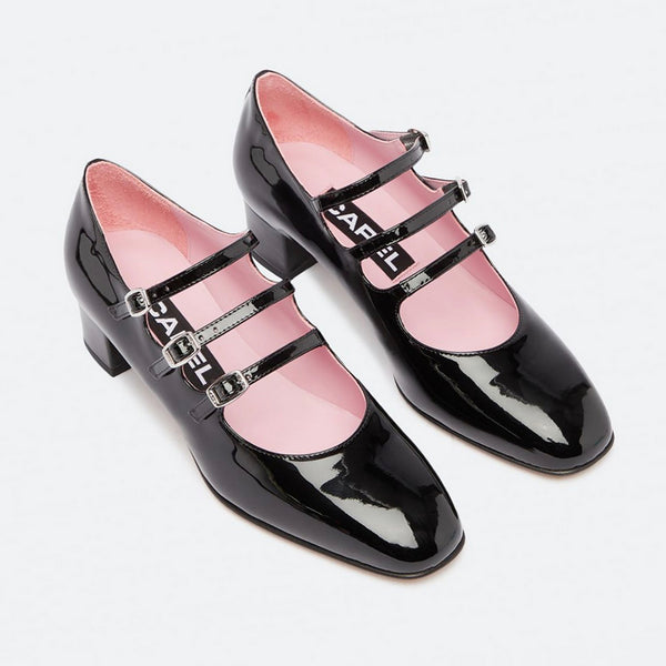 Kina Babies Patent Leather Black with Pink Lining