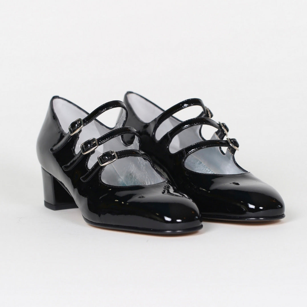 Kina Babies Patent Leather Black with Silver Lining