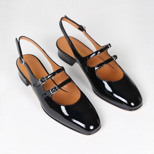 Pêche Slingbacks in Patent Leather Black