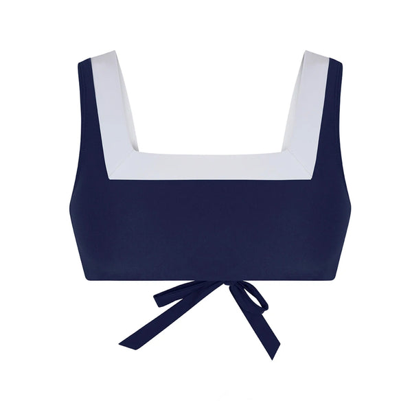 Marina Bikini Top in Navy/White
