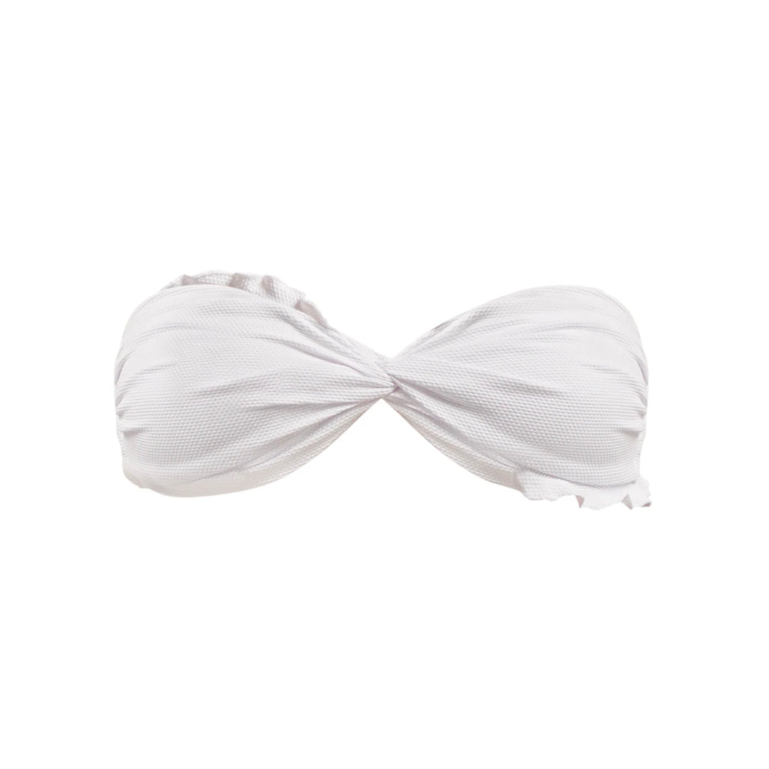 Ruffle Bikini Top in Textured White