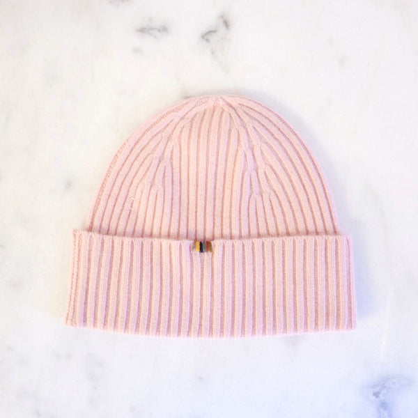 Ami Ribbed Cashmere Beanie in Blossom