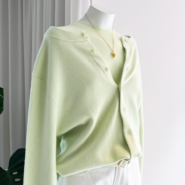 Be Game Cashmere Cardigan in Lime