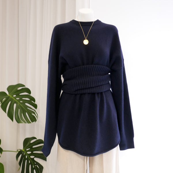 Crew Hop Cashmere Sweater in Navy