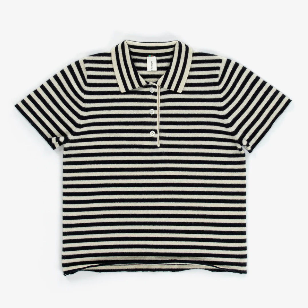 Salamander Cashmere Polo Top in Breton