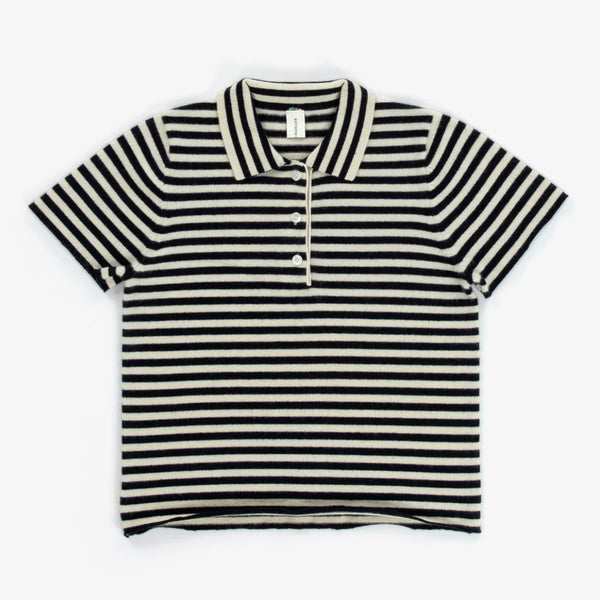 Salamander Cashmere Polo Top in Breton