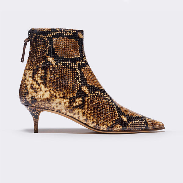 Julien Ankle Boot in Tan-Black Snakeprint