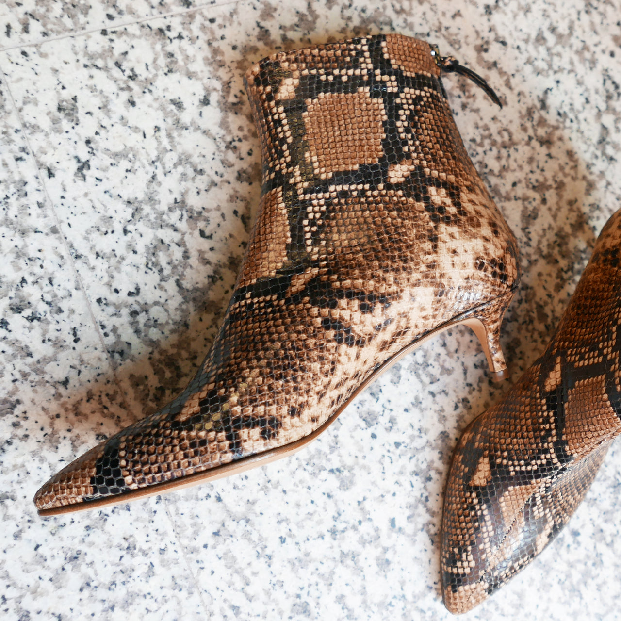 Julien Ankle Boot in Tan-Black Snakeprint