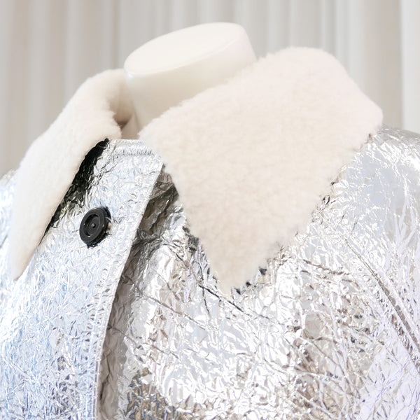 Above the Knee Sheepskin in White/Silver