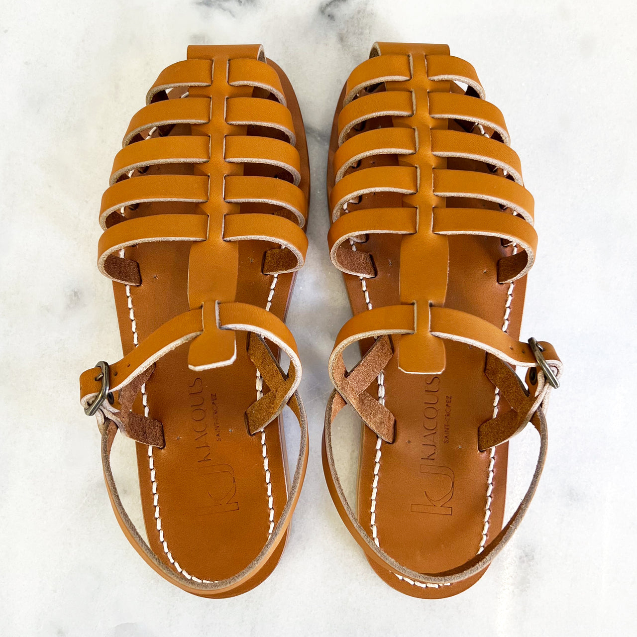 Adrien Leather Sandals in Natural Tan