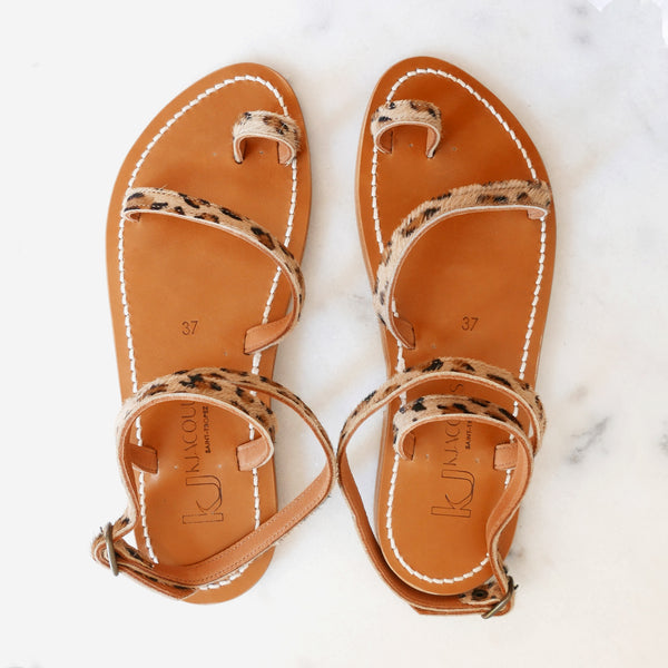 Loki Leather Sandals in Leopard Print