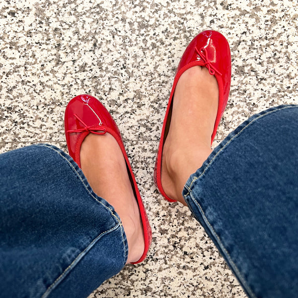 Capri Ballerina in Patent Leather Red