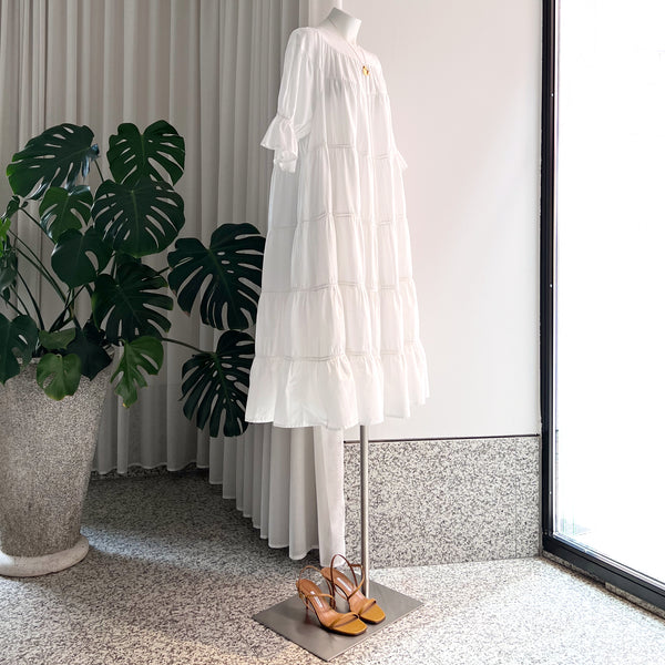 Paradis Tiered Dress in White