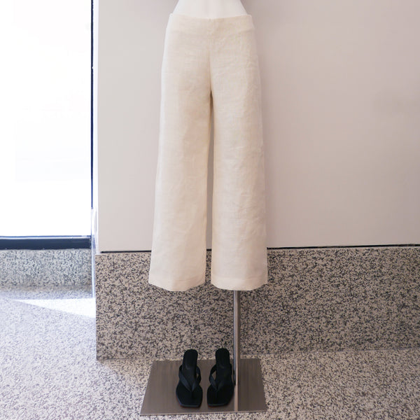 Straight Linen Pants in Ecru