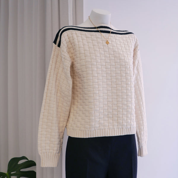 Cress Sweater in Ecru Basketweave