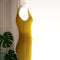 Teak Ribbed Cotton Dress in Chartreuse