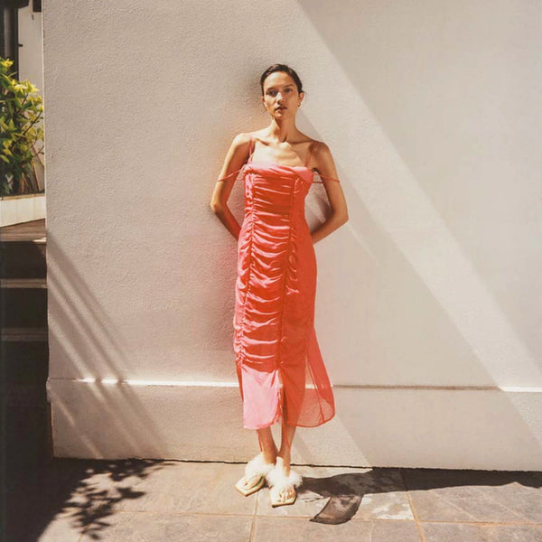 Emi Dress in Silk Chiffon Pink