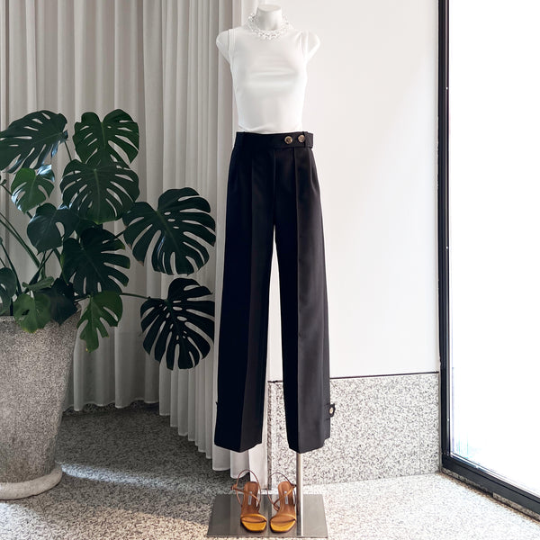 Nakita Trousers in Wool Silk Blend Black