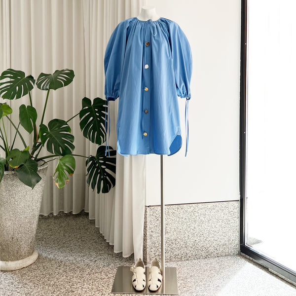 Scout Dress in Organic Poplin Blue