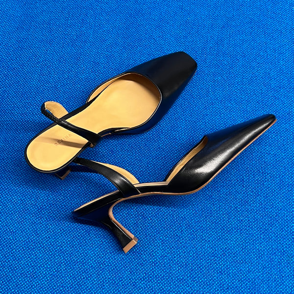 Squared Slingback in Leather Black