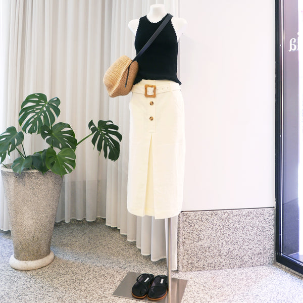 Tamsin Linen Skirt in Cream