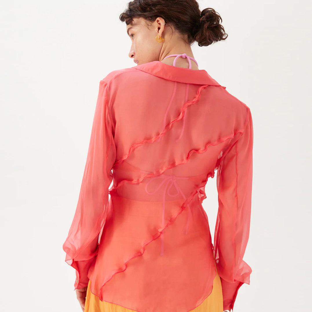Yuri Shirt in Silk Chiffon Pink