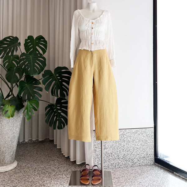 Effi Top in Cotton Striped Jacquard White