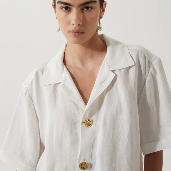 Marty Shirt in Linen Off White