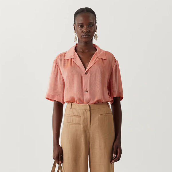 Marty Shirt in Silk Chiffon Orange