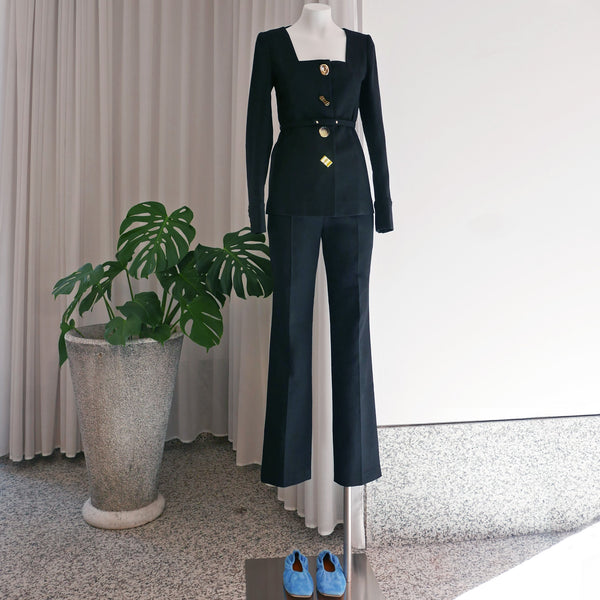 Norma Linen Blend Trousers in Black