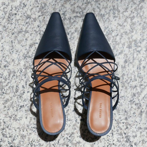 Lisa Mule in Leather Nappa Navy
