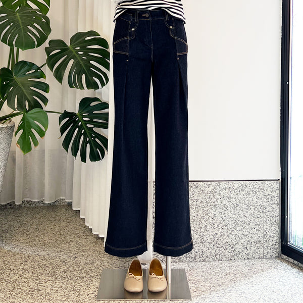 Madison Trousers in Organic Cotton Denim Dark Blue