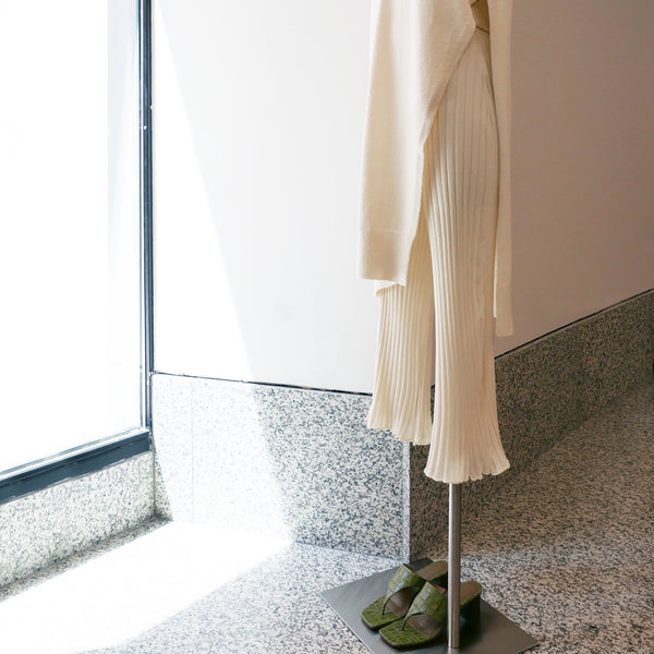 Ombre Ribbed Knit Trousers in Chalk
